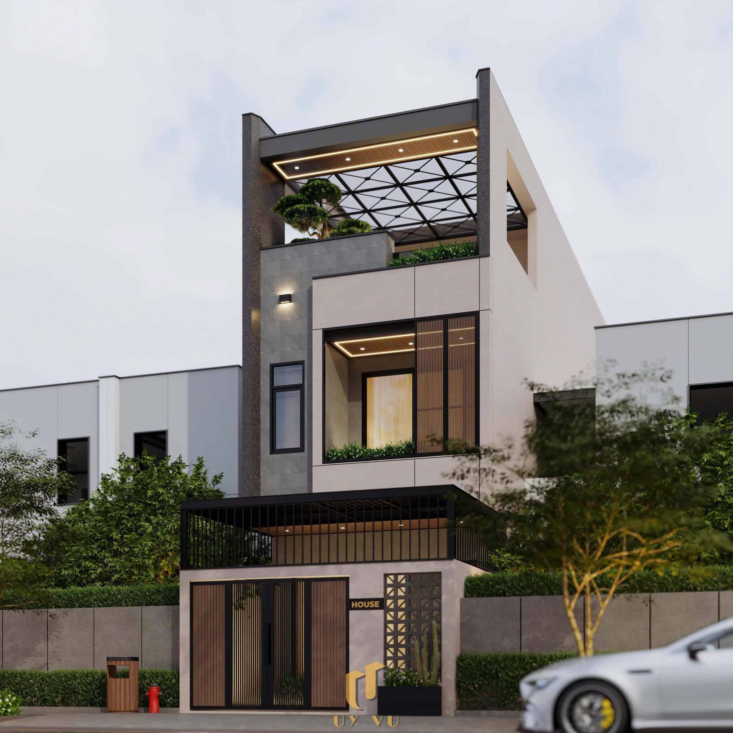 Không gian sống lý tưởng giữa đô thị: Sáng – Thoáng – Xanh Phối cảnh mặt tiền nhà anh Tuấn Anh Đà Nẵng