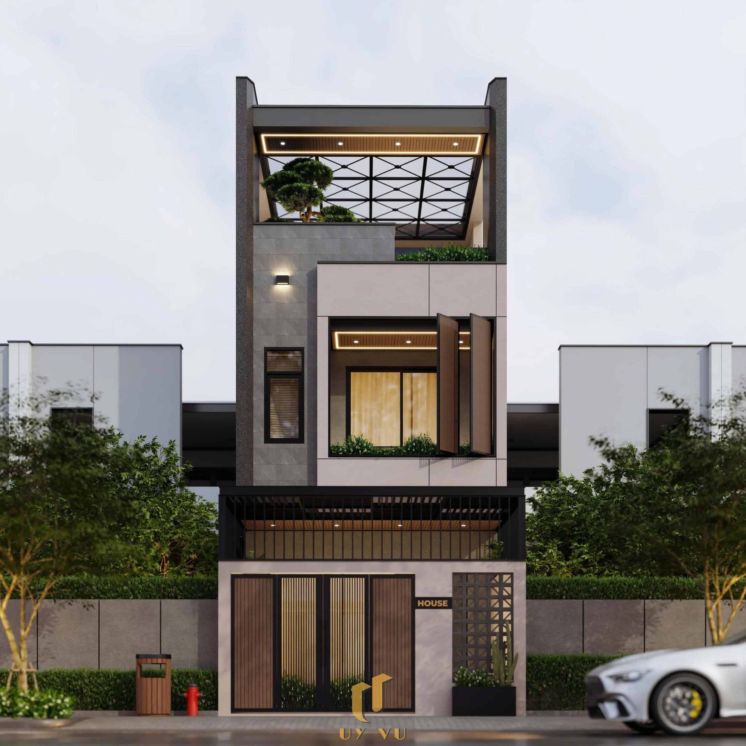 Không gian sống lý tưởng giữa đô thị: Sáng – Thoáng – Xanh Phối cảnh mặt tiền nhà anh Tuấn Anh Đà Nẵng