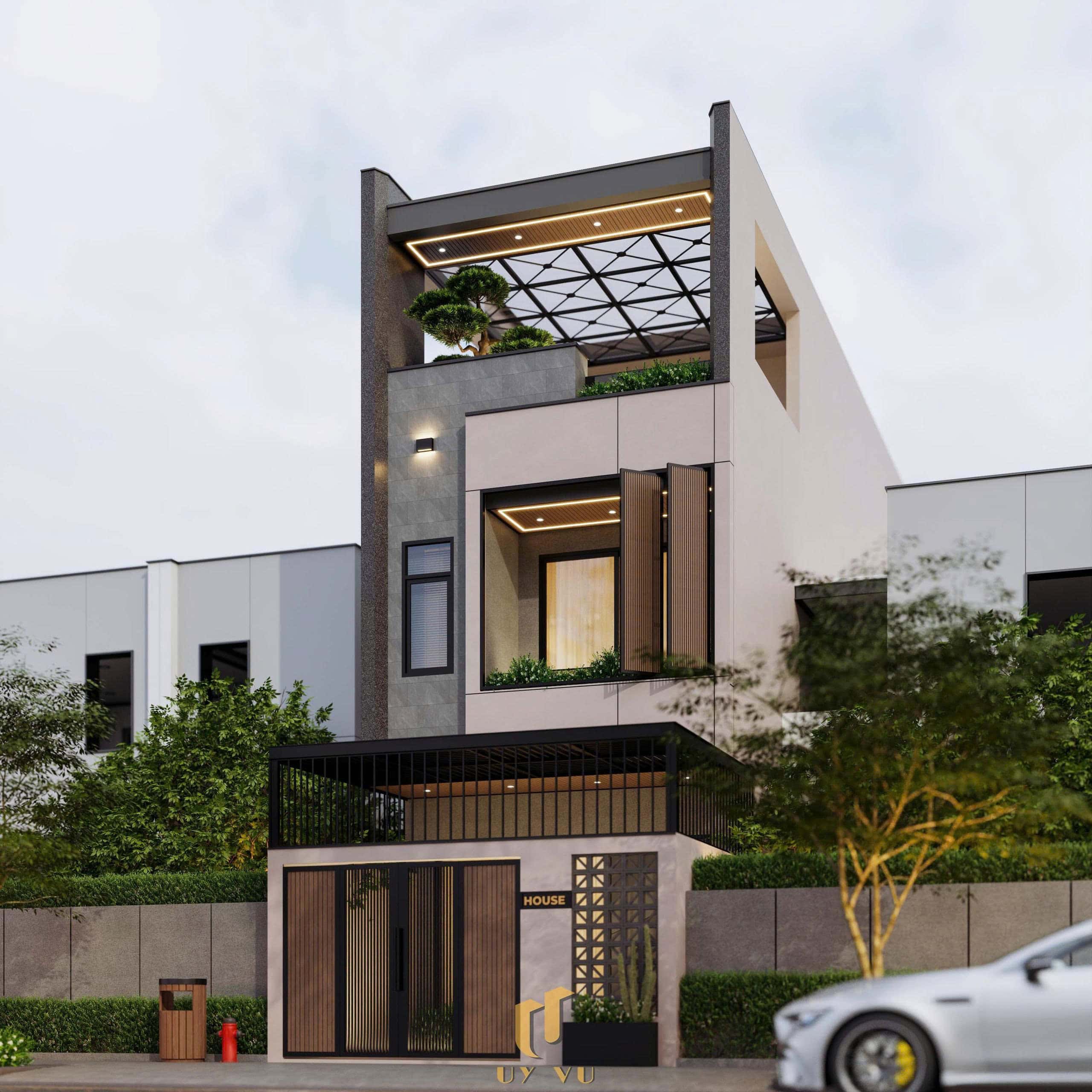 Không gian sống lý tưởng giữa đô thị: Sáng – Thoáng – Xanh Phối cảnh mặt tiền nhà anh Tuấn Anh Đà Nẵng