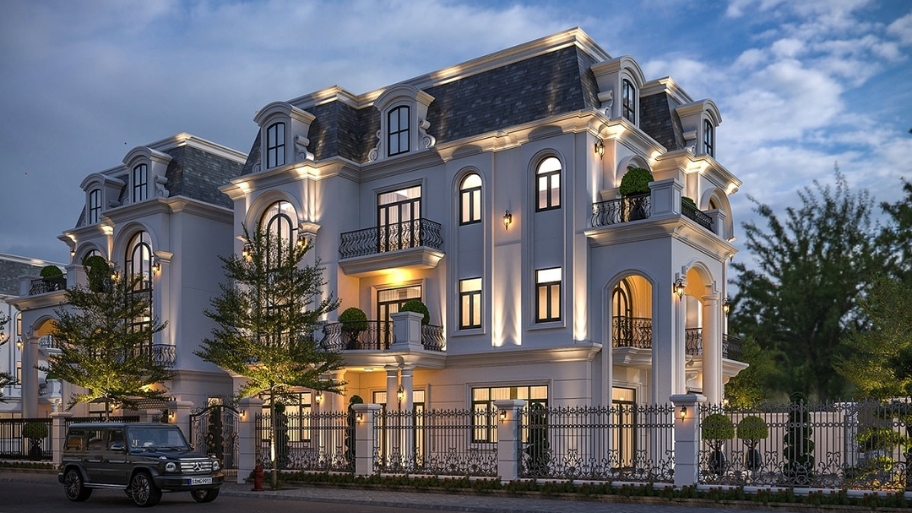 Thiết kế mái Mansard giúp biệt thự tân cổ điển thêm bề thế và đẳng cấp.