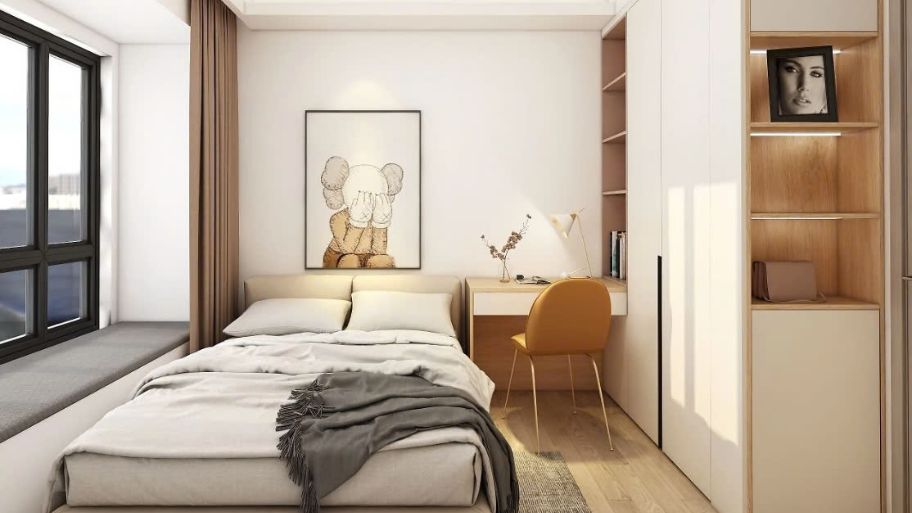 Thiết kế phòng ngủ nhà ống với cửa sổ tiện nghi