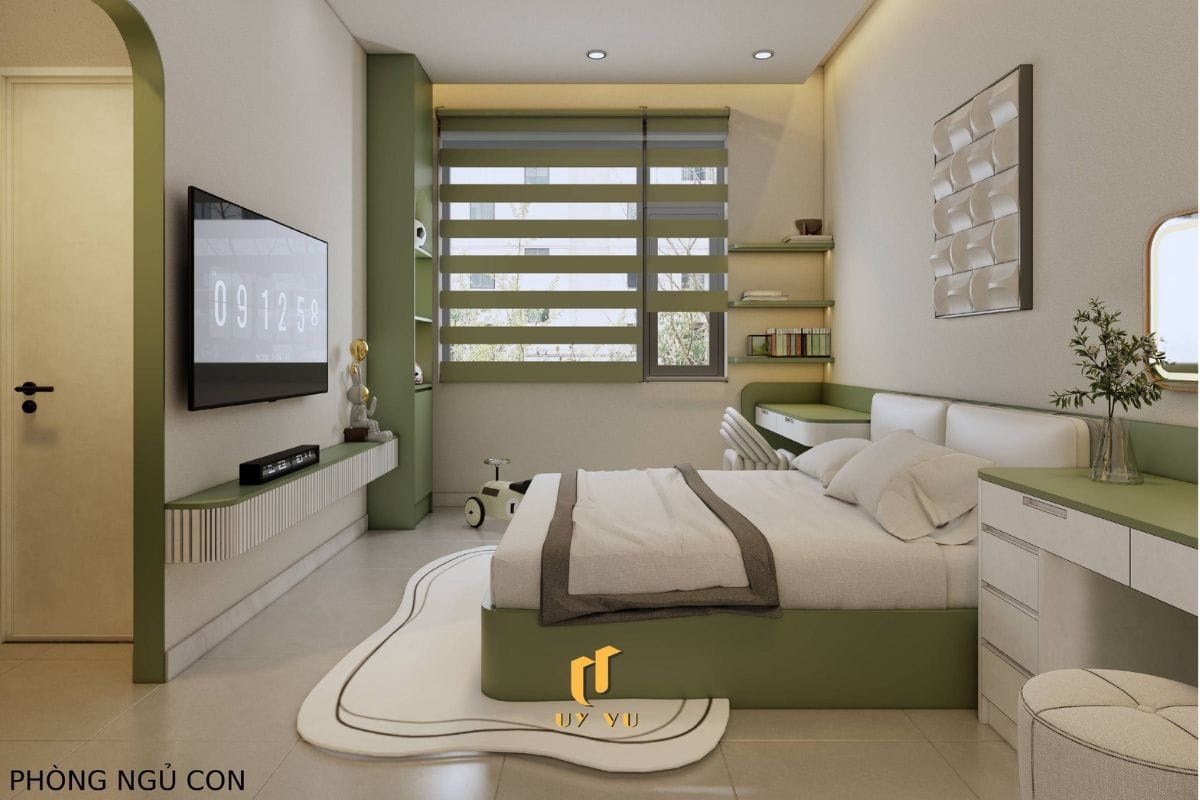 Không gian sống mang dấu ấn riêng của chị Khánh Chi Phòng ngủ con hiện đại nhà anh Hoàng
