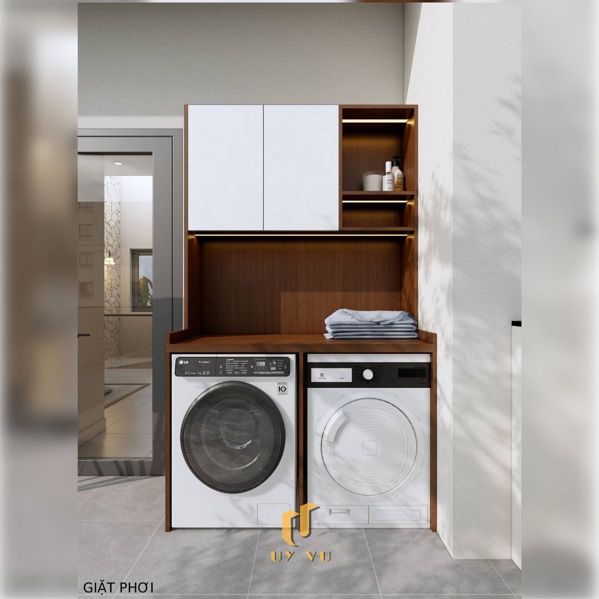 Không gian sống mang dấu ấn riêng của chị Khánh Chi Khu vực giặt phơi nhà anh Hoàng