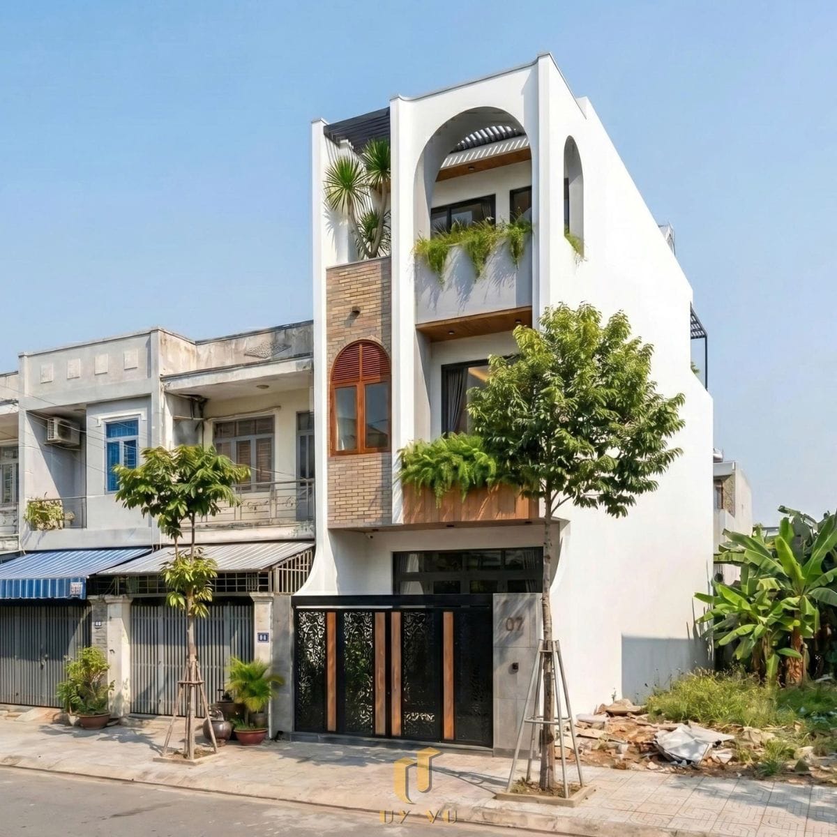 Nhà phố thông minh, hiện đại - anh Hợp Phối cảnh thiết kế mặt tiền nhà anh Hợp
