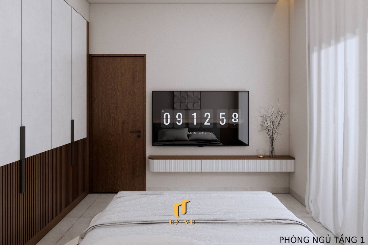 Không gian sống mang dấu ấn riêng của chị Khánh Chi Phòng ngủ tầng 1 tối giản nhà anh Hoàng