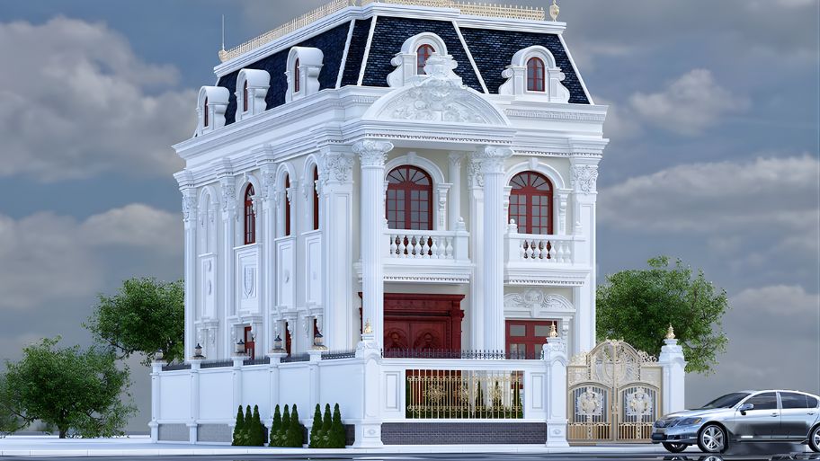 Biệt thự lâu đài 2 tầng bố trí 5 phòng ngủ tiện nghi