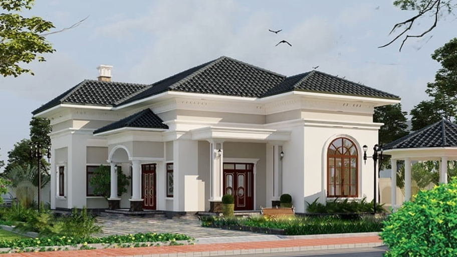 Khoảng lùi xây dựng tạo không gian đệm, tăng tính riêng tư cho biệt thự.