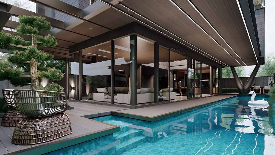 Mẫu thiết kế biệt thự có bể bơi trong nhà