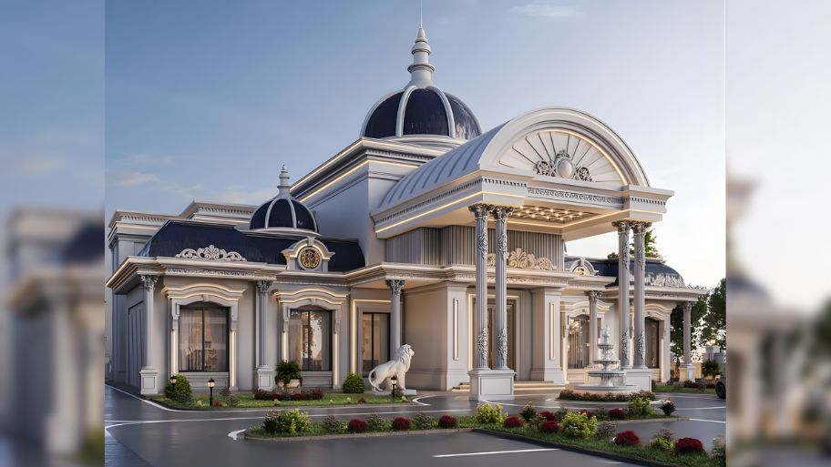 Mẫu thiết kế biệt thự lâu đài 2 tầng mái Mansard