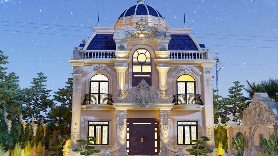 Mẫu thiết kế biệt thự lâu đài 2 tầng sân vườn đẳng cấp