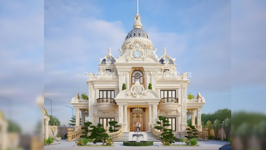 Tinh hoa kiến trúc châu Âu với mẫu thiết kế biệt thự kiểu Pháp luxury Mẫu thiết kế biệt thự lâu đài Pháp nguy nga, tráng lệ