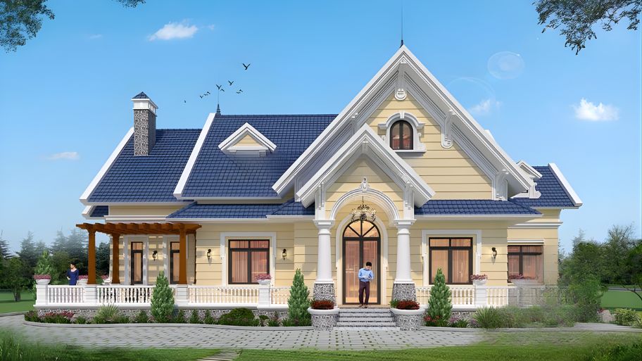 Thiết kế biệt thự mái Thái mang đến không gian sống lý tưởng Mẫu thiết kế biệt thự mái Thái 1 tầng đẹp và tiện nghi