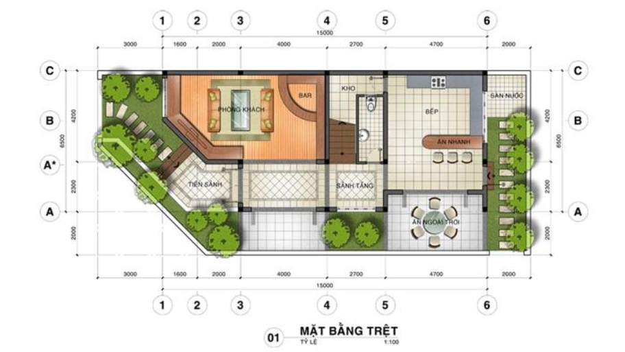 Phân khu chức năng rõ ràng giúp biệt thự vận hành khoa học và tiện nghi.