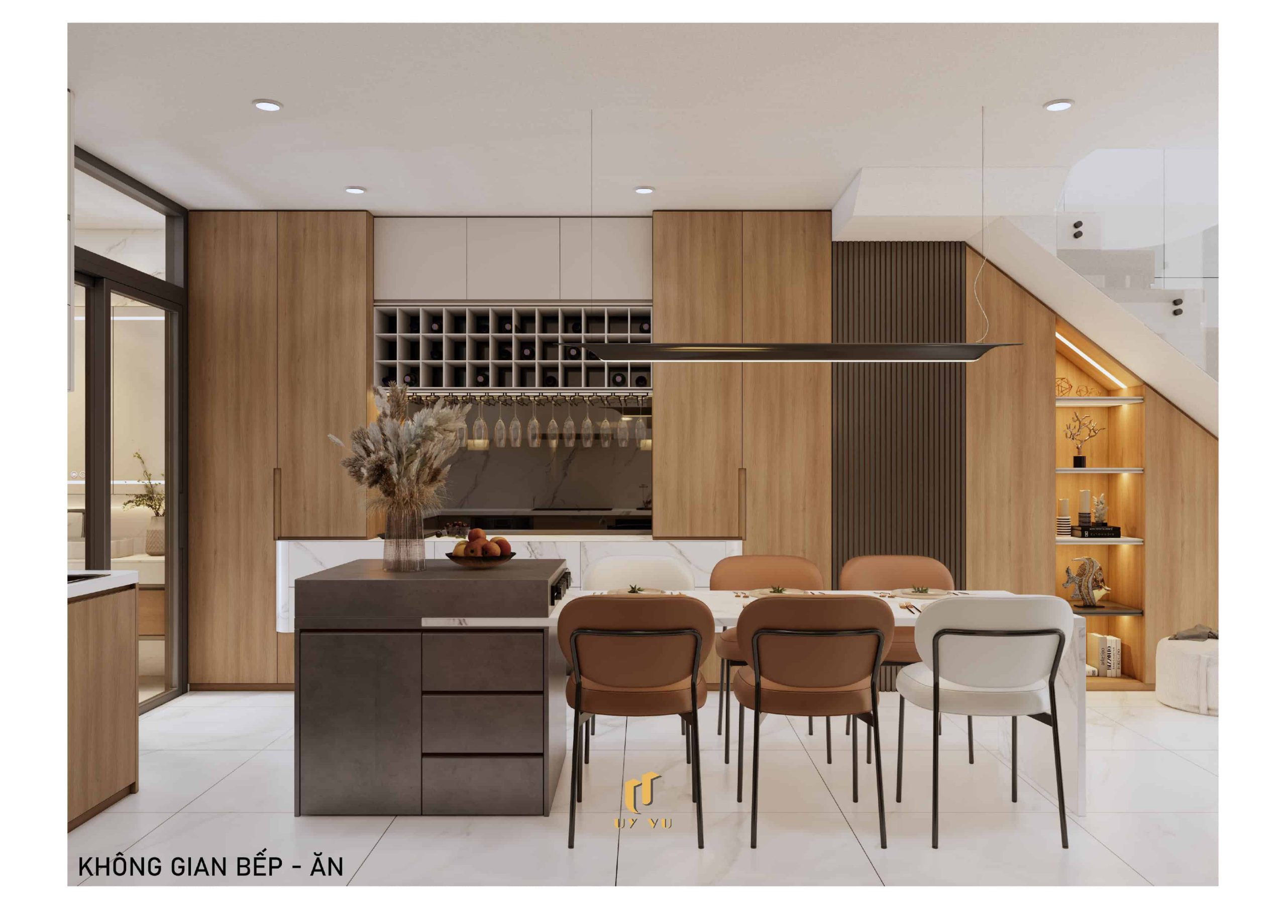 H's House - Từ ánh sáng tự nhiên đến cảm xúc trọn vẹn mỗi ngày Phối cảnh không gian bếp ăn nhà anh Hiếu Đà Nẵng