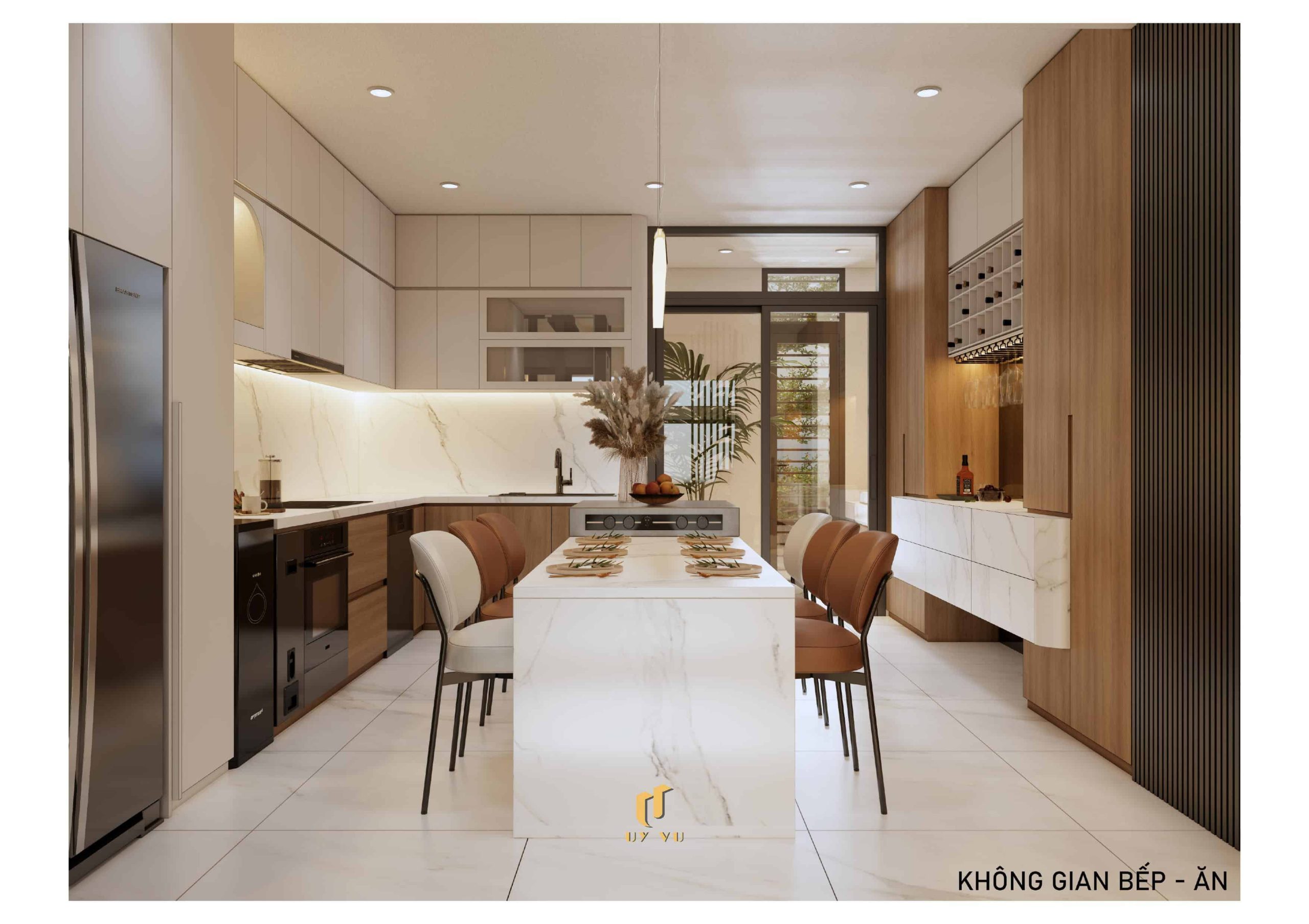 H's House - Từ ánh sáng tự nhiên đến cảm xúc trọn vẹn mỗi ngày Phối cảnh không gian bếp ăn nhà anh Hiếu Đà Nẵng