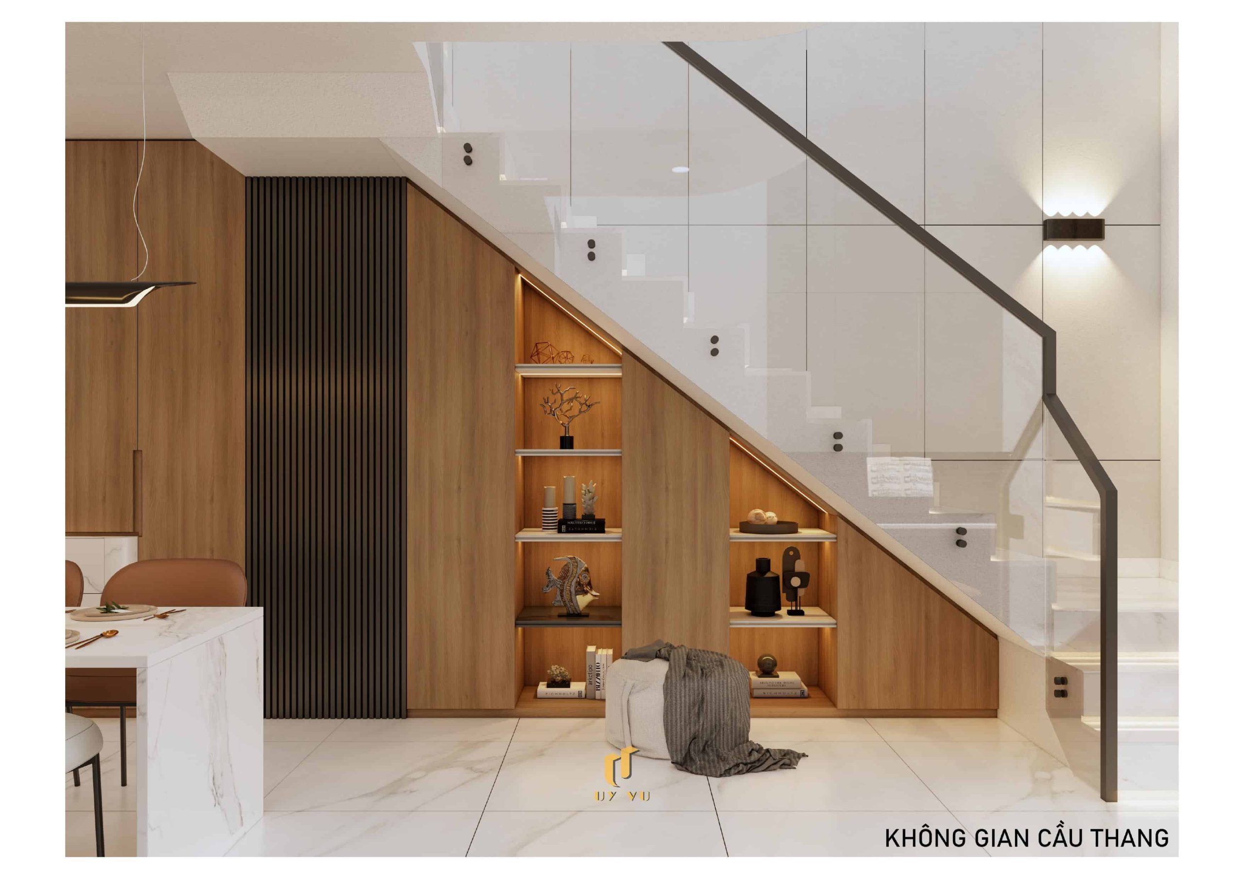 H's House - Từ ánh sáng tự nhiên đến cảm xúc trọn vẹn mỗi ngày Phối cảnh không gian cầu thang nhà anh Hiếu Đà Nẵng