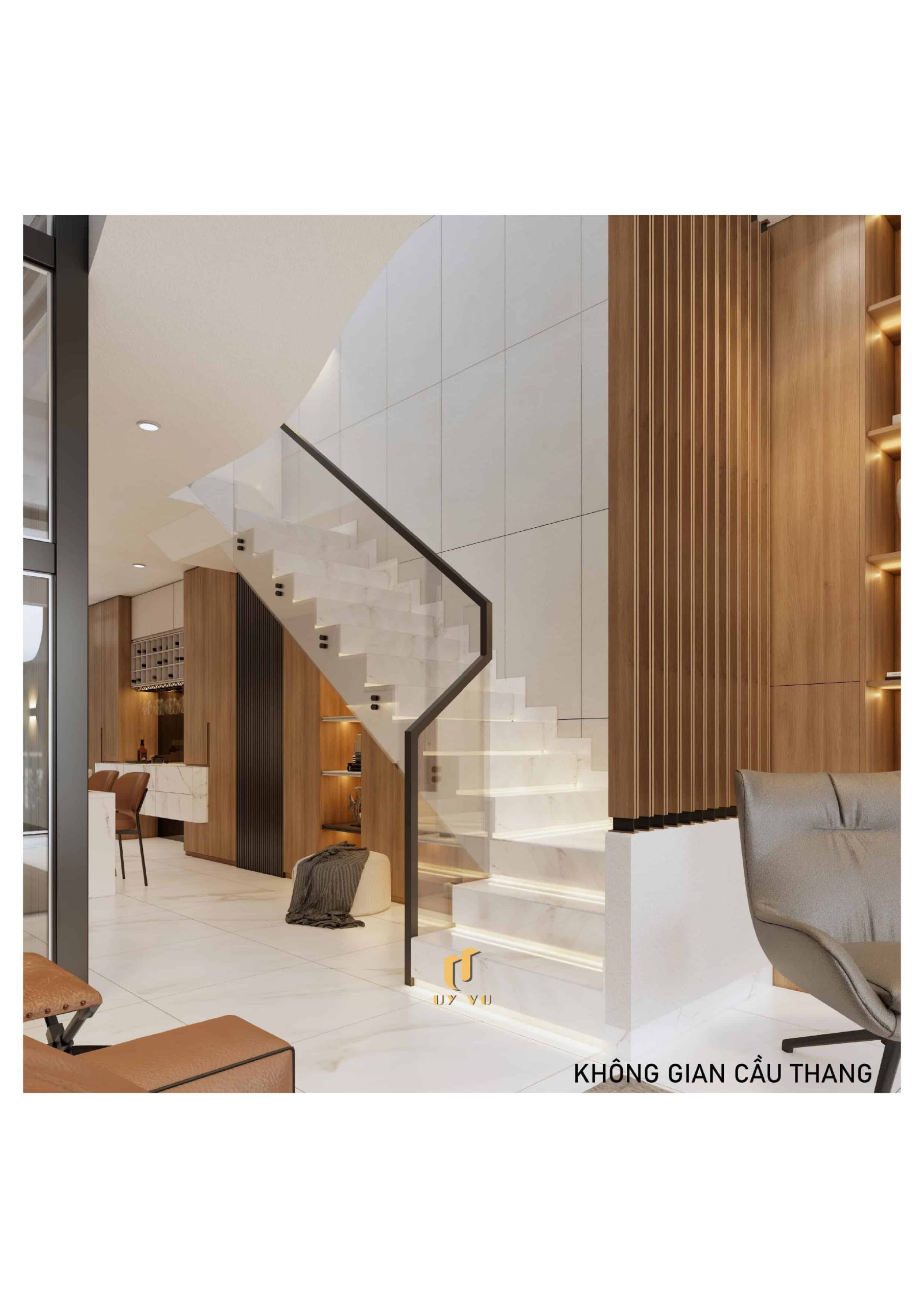 H's House - Từ ánh sáng tự nhiên đến cảm xúc trọn vẹn mỗi ngày Phối cảnh không gian cầu thang nhà anh Hiếu Đà Nẵng