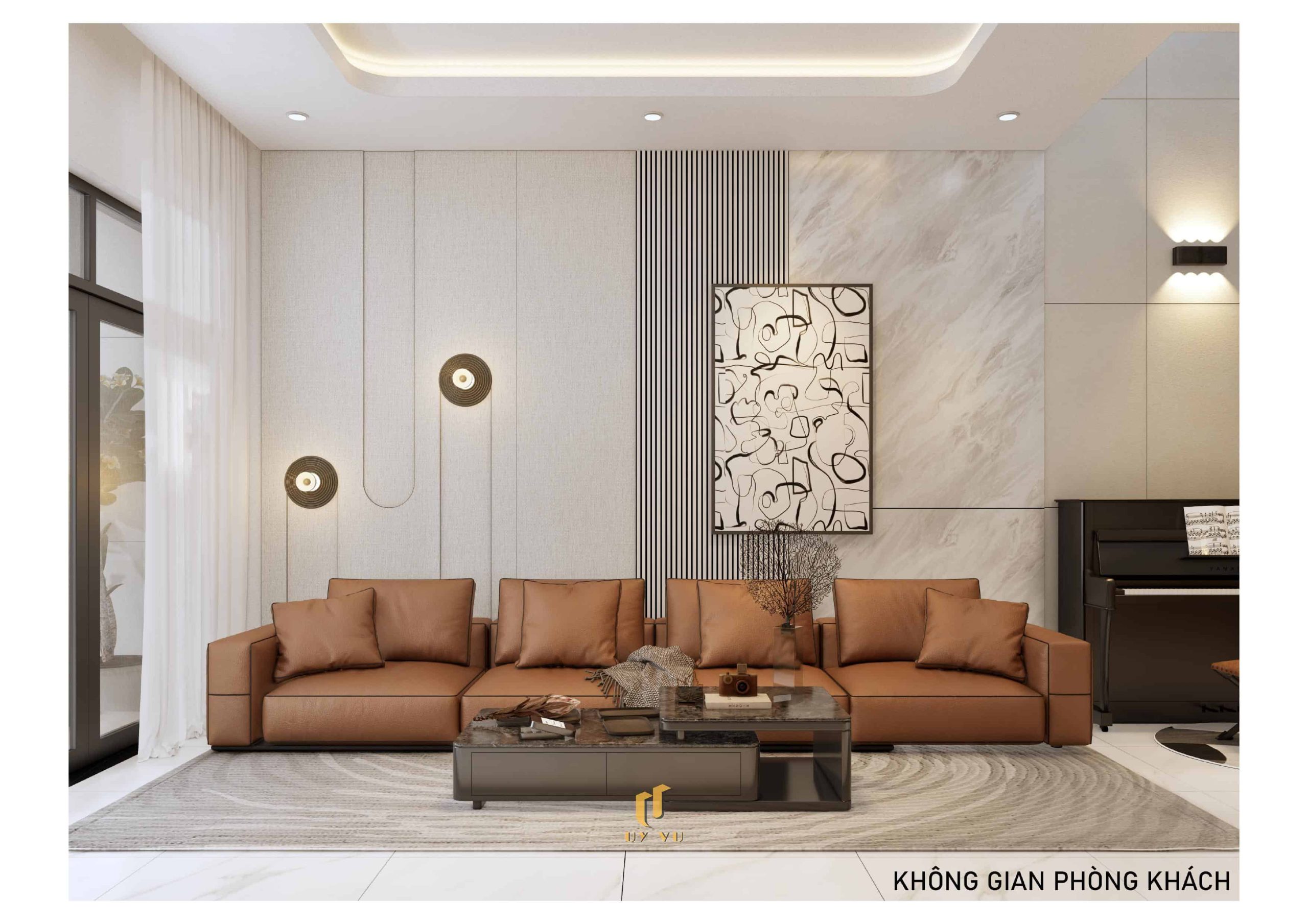 H's House - Từ ánh sáng tự nhiên đến cảm xúc trọn vẹn mỗi ngày Phối cảnh không gian phòng khách nhà anh Hiếu Đà Nẵng