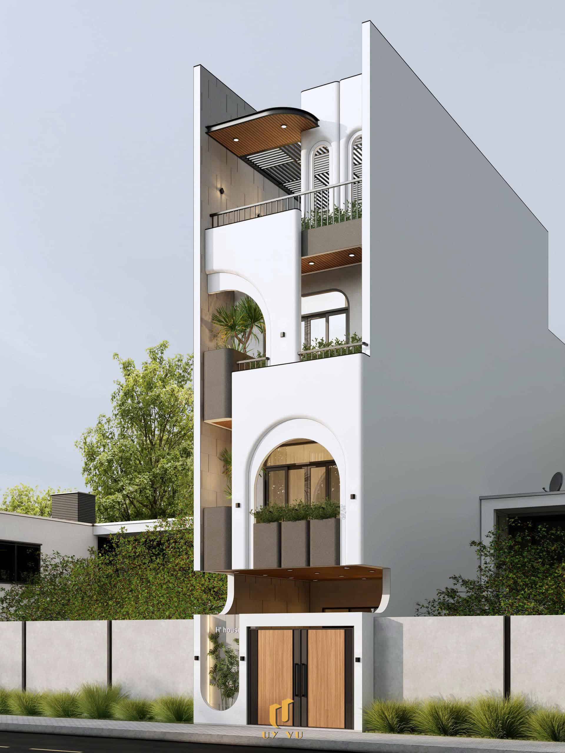 H's House - Từ ánh sáng tự nhiên đến cảm xúc trọn vẹn mỗi ngày Phối cảnh mặt tiền nhà anh Hiếu Đà Nẵng