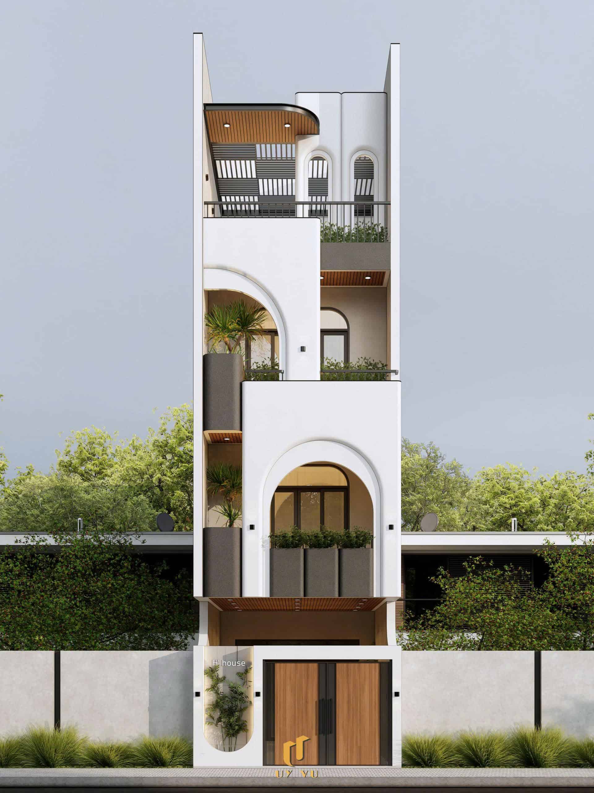 H's House - Từ ánh sáng tự nhiên đến cảm xúc trọn vẹn mỗi ngày Phối cảnh mặt tiền nhà anh Hiếu Đà Nẵng