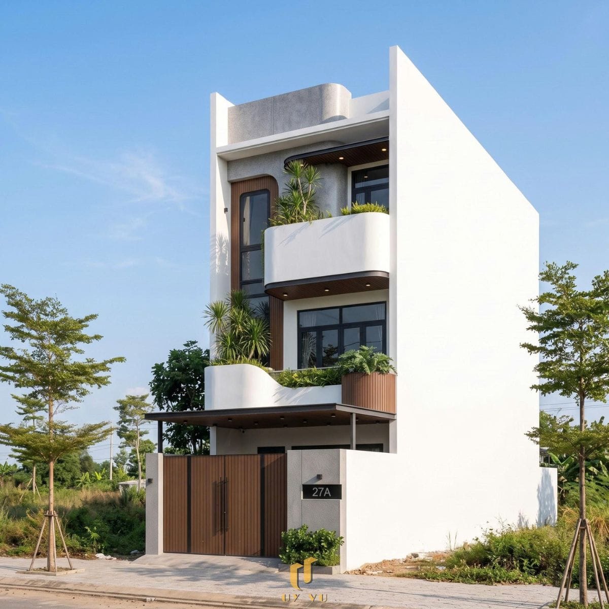 Bố cục cân đối, không gian thư thái - Nhà chị An Phối cảnh mặt tiền nhà chị An