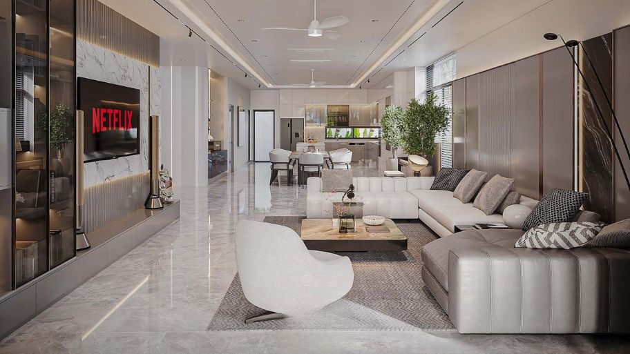 Top 6 phong cách thiết kế nội thất biệt thự đón đầu xu hướng 2026 Phong cách thiết kế nội thất biệt thự Japandi tối giản và gần gũi thiên nhiên