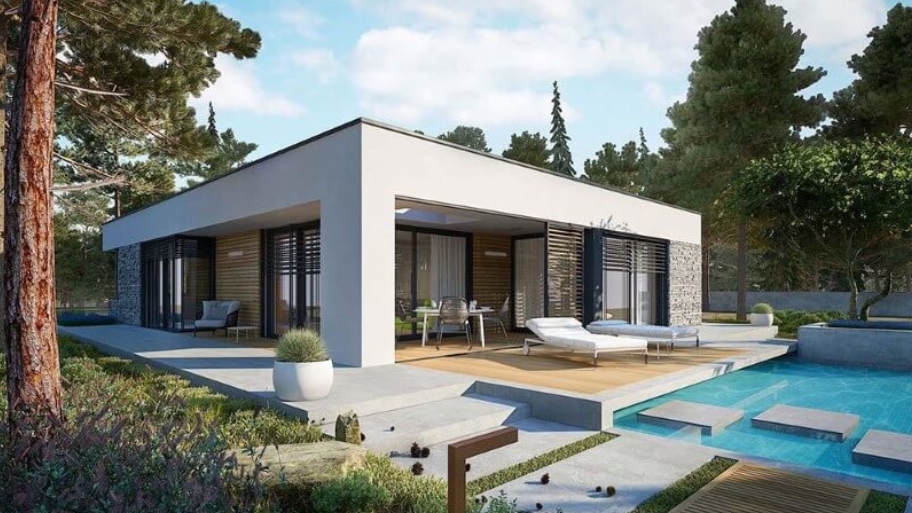 Tổng hợp các mẫu biệt thự hiện đại đẹp được ưa chuộng nhất hiện nay Thiết kế biệt thự hiện đại 1 tầng phù hợp khu đất rộng, thoáng.