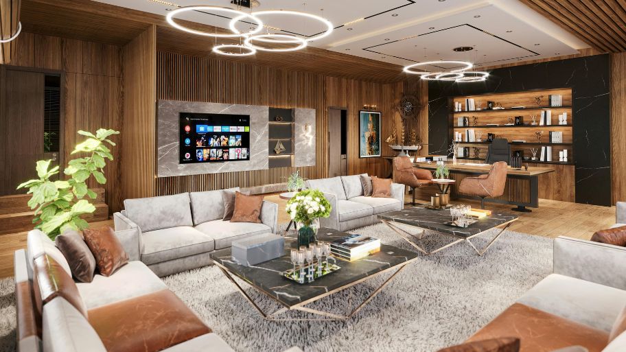 Thiết kế phòng khách cho biệt thự phong cách luxury