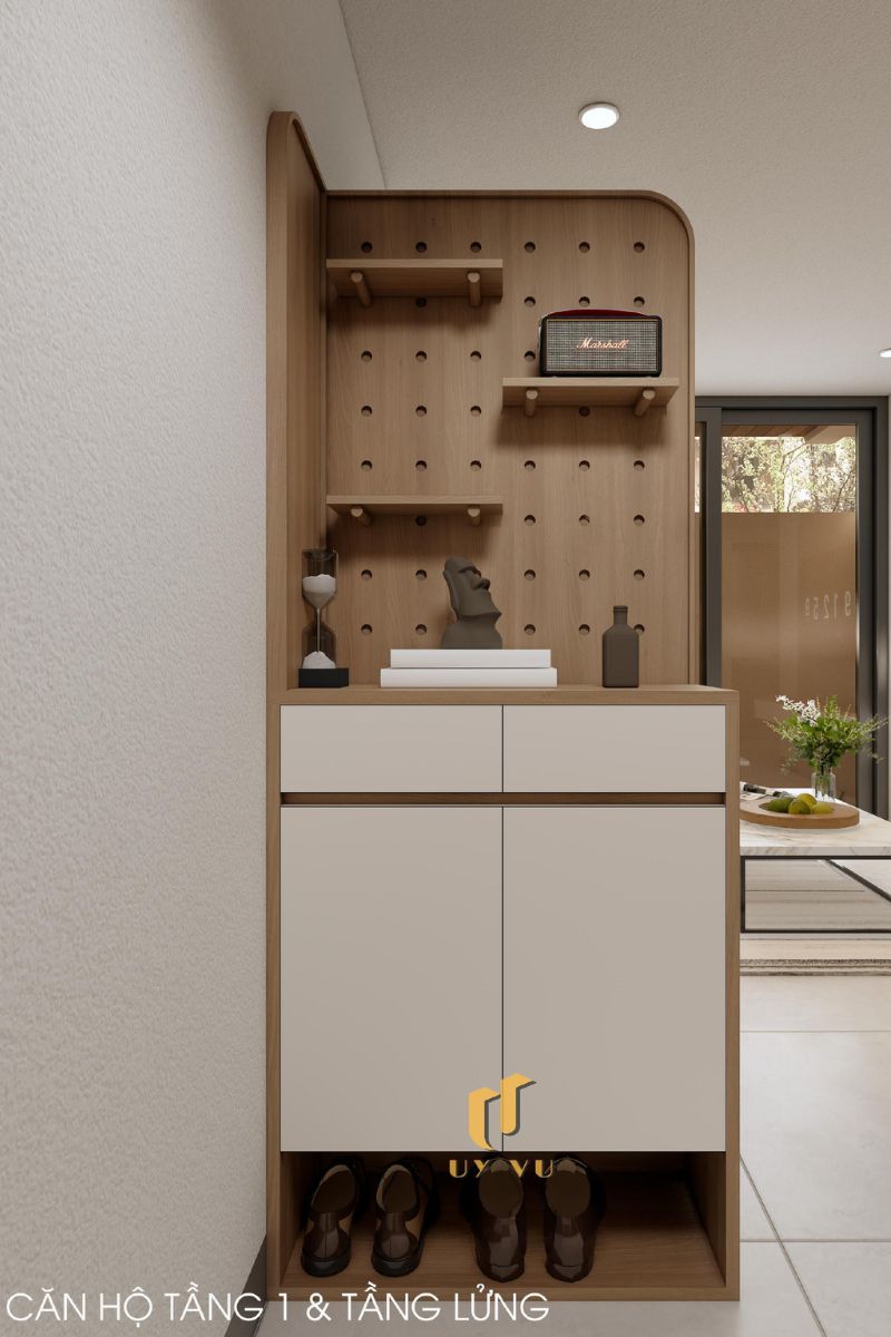 Khám phá căn hộ hiện đại của anh Lực - Đà Nẵng Tủ đựng đồ căn hộ tầng 1 và tầng lửng nhà anh Lực