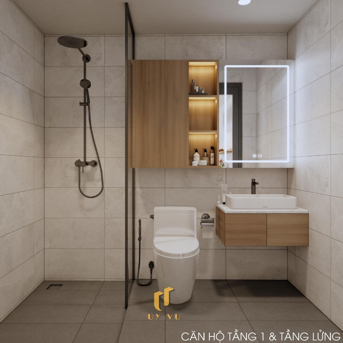 Khám phá căn hộ hiện đại của anh Lực - Đà Nẵng Nhà vệ sinh căn hộ tầng 1, tầng lửng nhà anh Lực