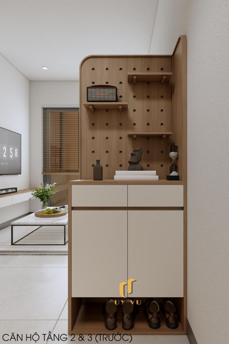 Khám phá căn hộ hiện đại của anh Lực - Đà Nẵng Tủ đựng đồ căn hộ tầng 2, 3 trước nhà anh Lực