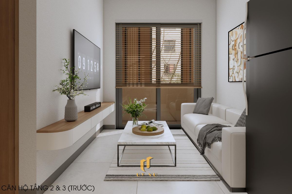 Khám phá căn hộ hiện đại của anh Lực - Đà Nẵng Phòng khách căn hộ tầng 2,3 trước nhà anh Lực