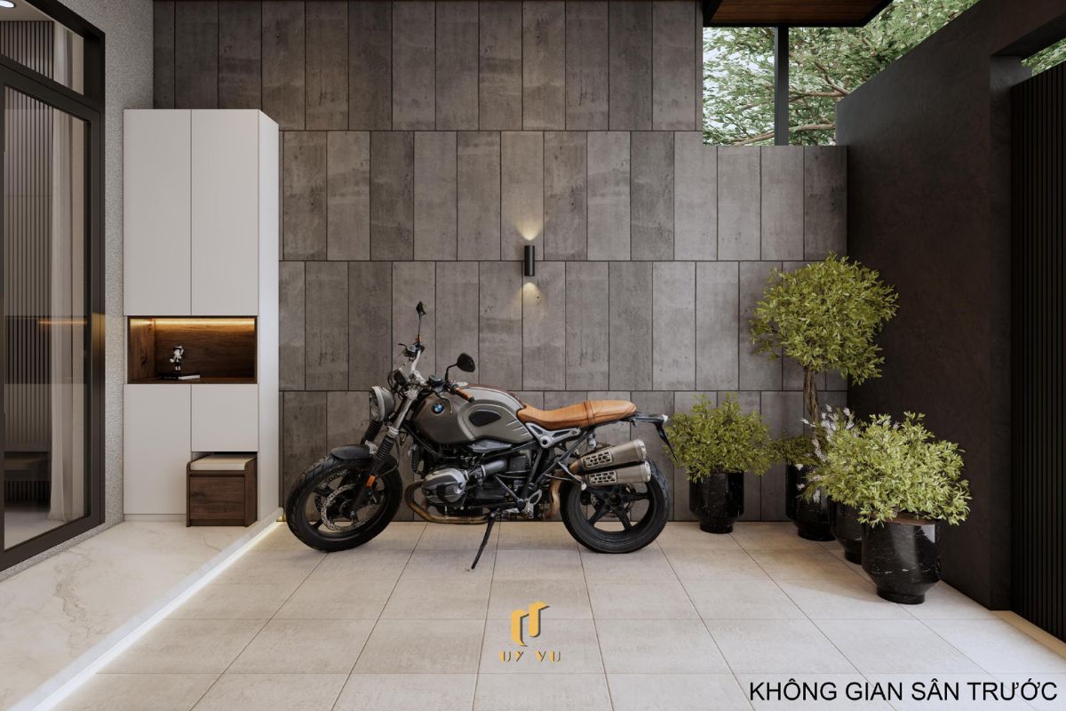 Nhà phố hiện đại 3 tầng - Không gian sống xanh, thoáng sáng giữa đô thị Sân trước thông thoáng nhà anh Hiệu - Phước Lý