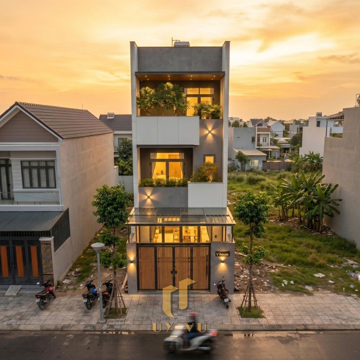 V’ House – Khi Kiến Trúc Chạm Đến Sự An Yên Thiết kế mặt tiền nhà anh Vọng
