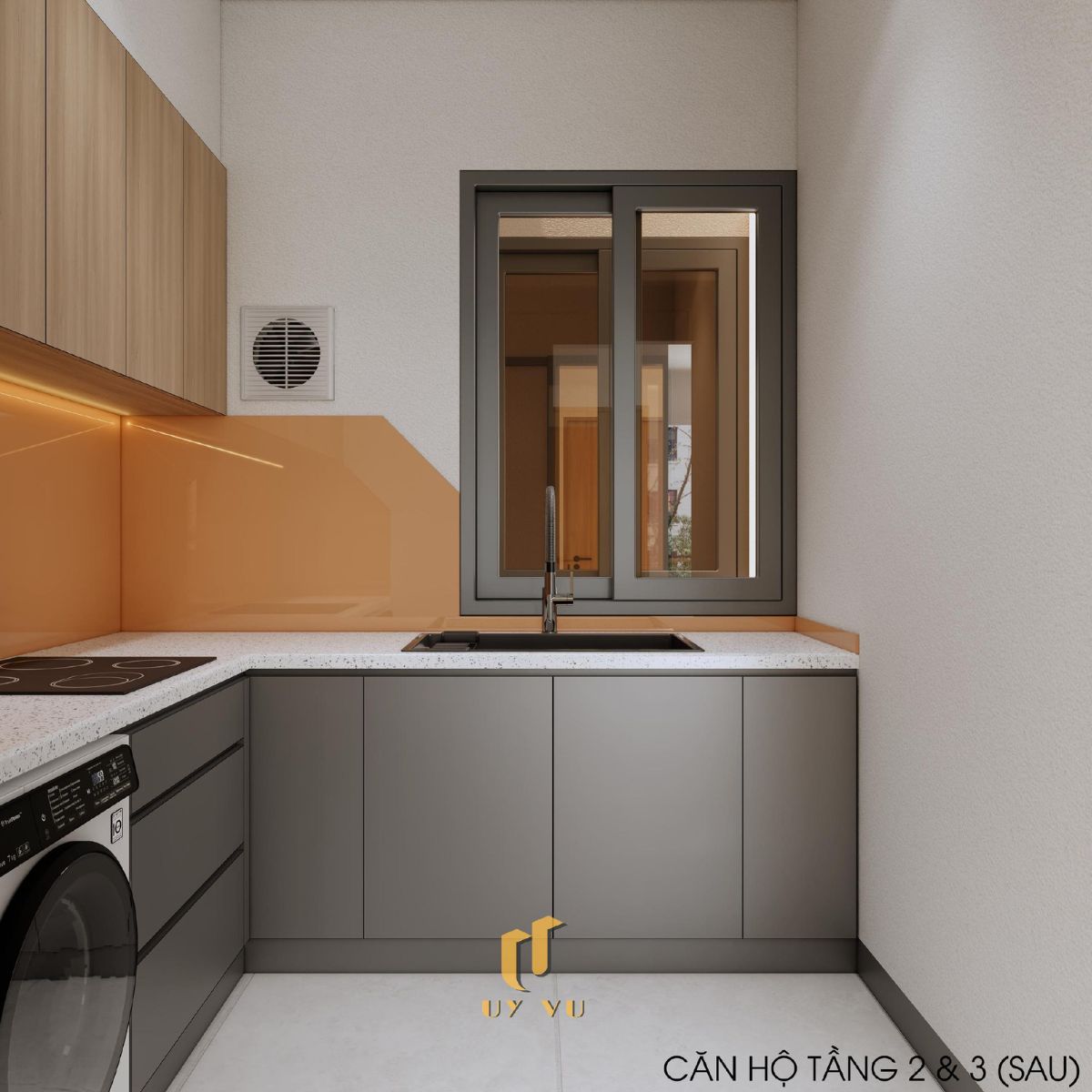 Khám phá căn hộ hiện đại của anh Lực - Đà Nẵng Khu bếp căn hộ tầng 2, 3 sau nhà anh Lực