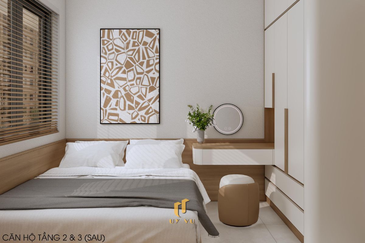 Khám phá căn hộ hiện đại của anh Lực - Đà Nẵng Phòng ngủ tối giản căn hộ tầng 2, 3 sau nhà anh Lực