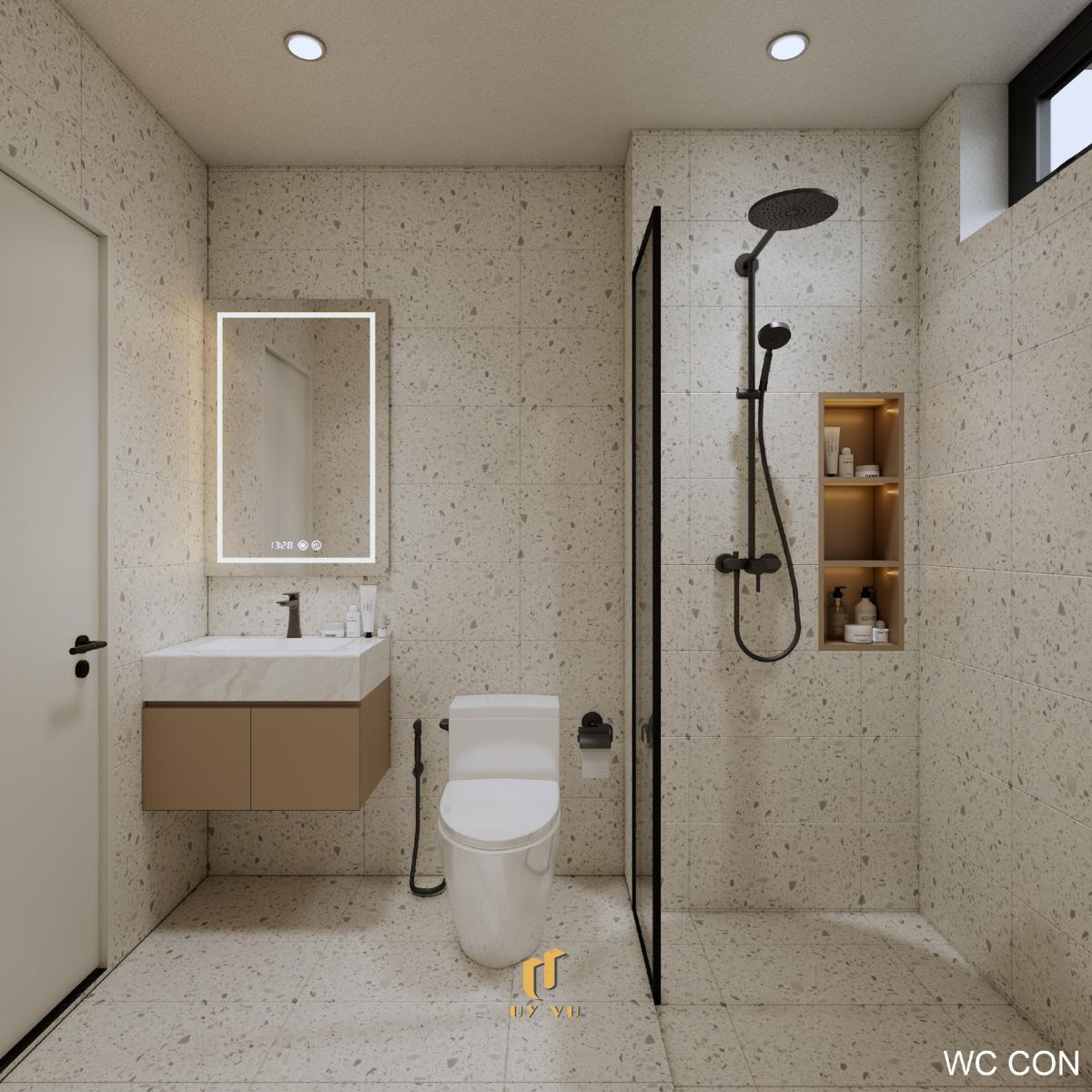 Nhà phố hiện đại 3 tầng - Không gian sống xanh, thoáng sáng giữa đô thị WC phòng ngủ con tiện nghi nhà anh Hiệu