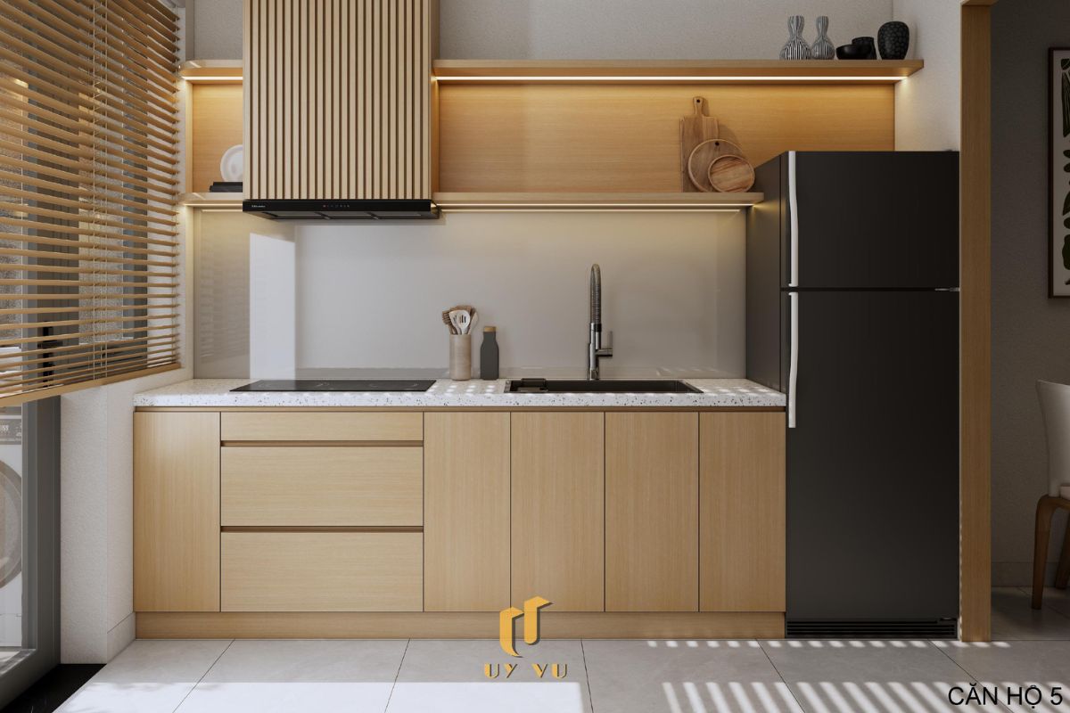 Th's Apartment - Không gian sống thoáng đãng giữa lòng thành phố Khu bếp hiện đại căn hộ 5 nhà cô Thắm