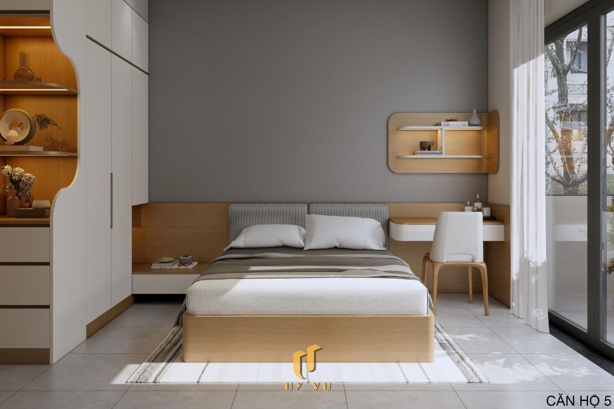 Th's Apartment - Không gian sống thoáng đãng giữa lòng thành phố Phòng ngủ hiện đại căn hộ 5 nhà cô Thắm