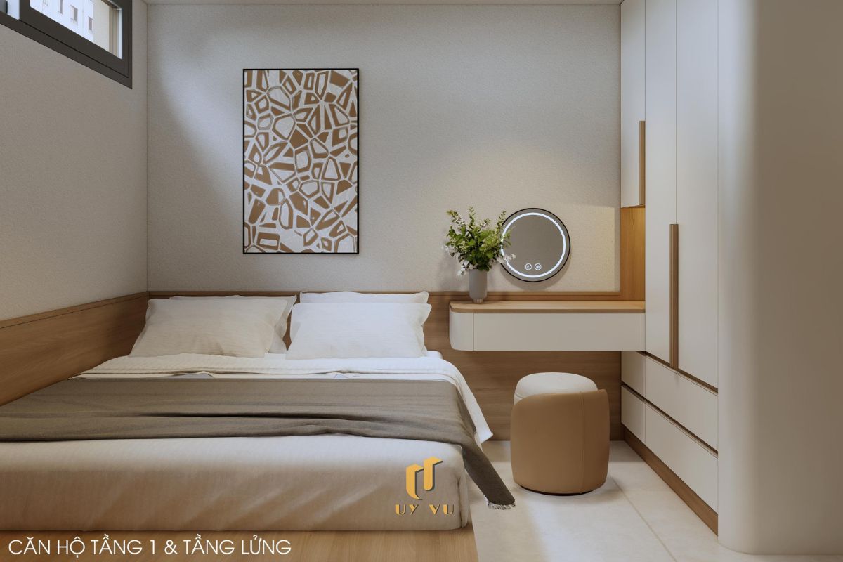 Khám phá căn hộ hiện đại của anh Lực - Đà Nẵng Phòng ngủ căn hộ tầng 1, tầng lửng nhà anh Lực