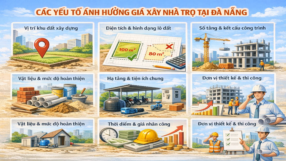 Giá xây nhà trọ Đà Nẵng là bao nhiêu tiền? Có đắt không? Các yếu tố ảnh hưởng giá xây nhà trọ tại Đà Nẵng