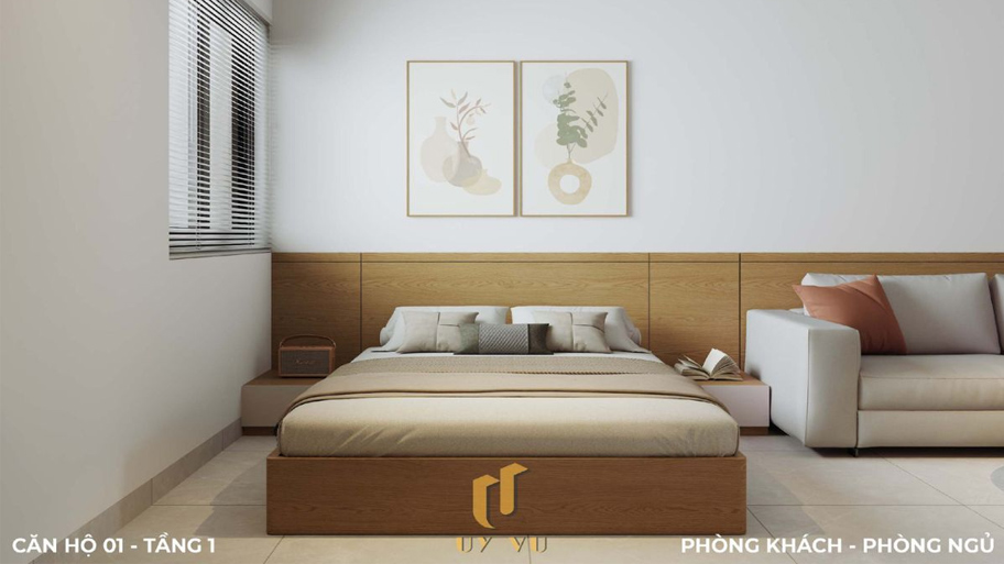 Mẫu căn hộ cho thuê 1 phòng ngủ đẹp