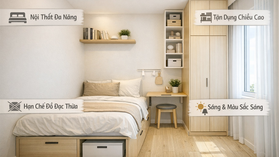 Nguyên tắc thiết kế phong ngủ 5m2 tối ưu diện tích