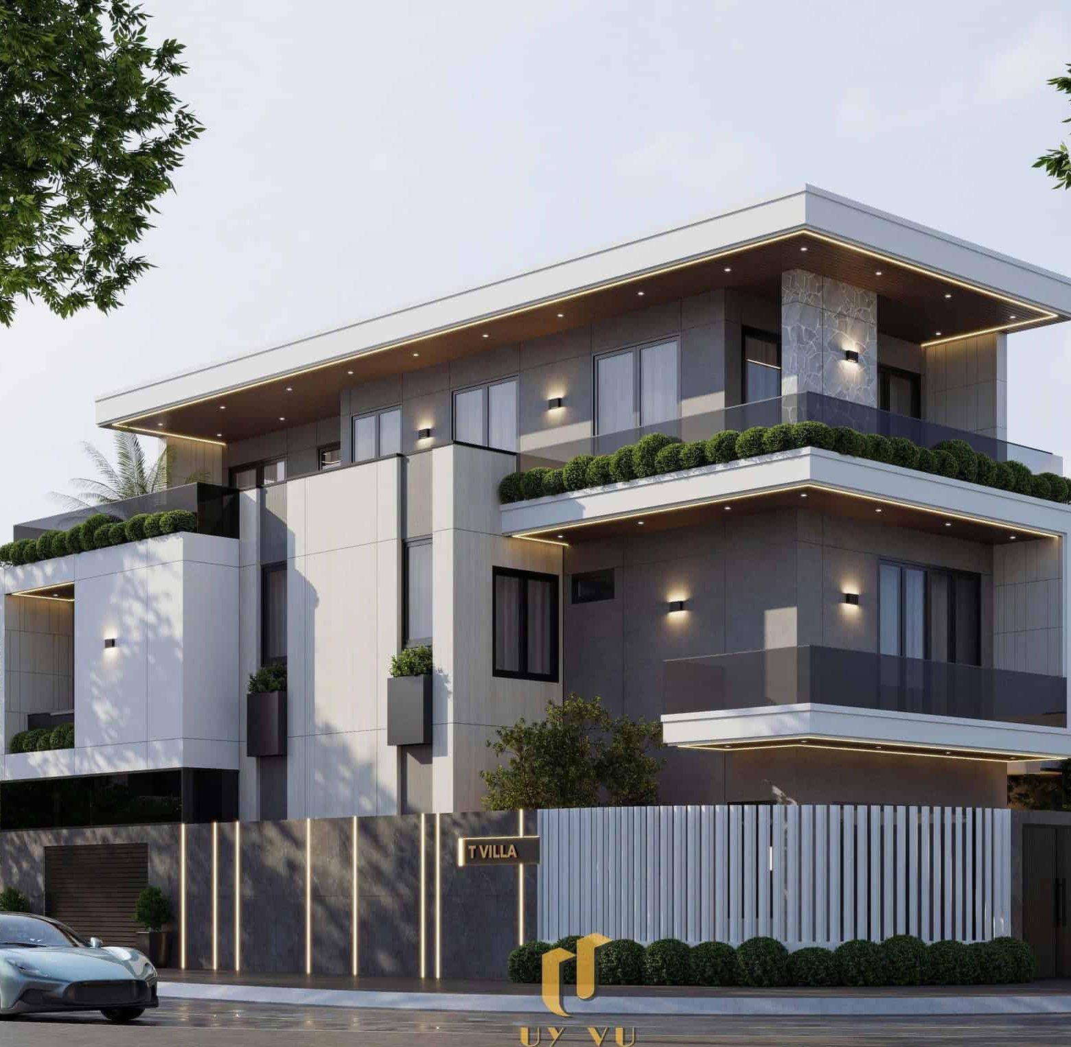 Phối cảnh mặt tiền biệt thự anh Toàn Đà Nẵng