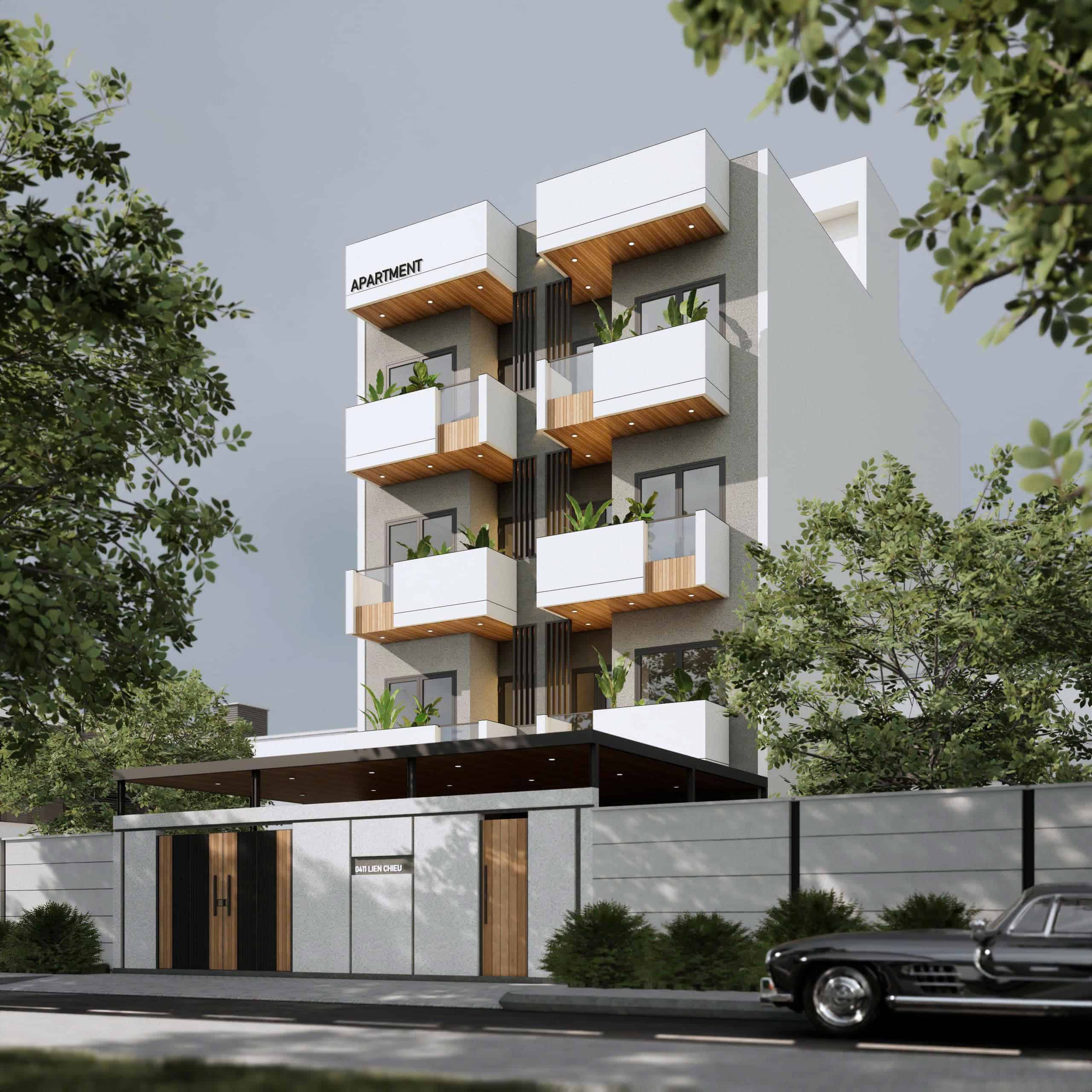 Th's Apartment - Không gian sống thoáng đãng giữa lòng thành phố Phối cảnh mặt tiền căn hộ cô Thắm Đà Nẵng