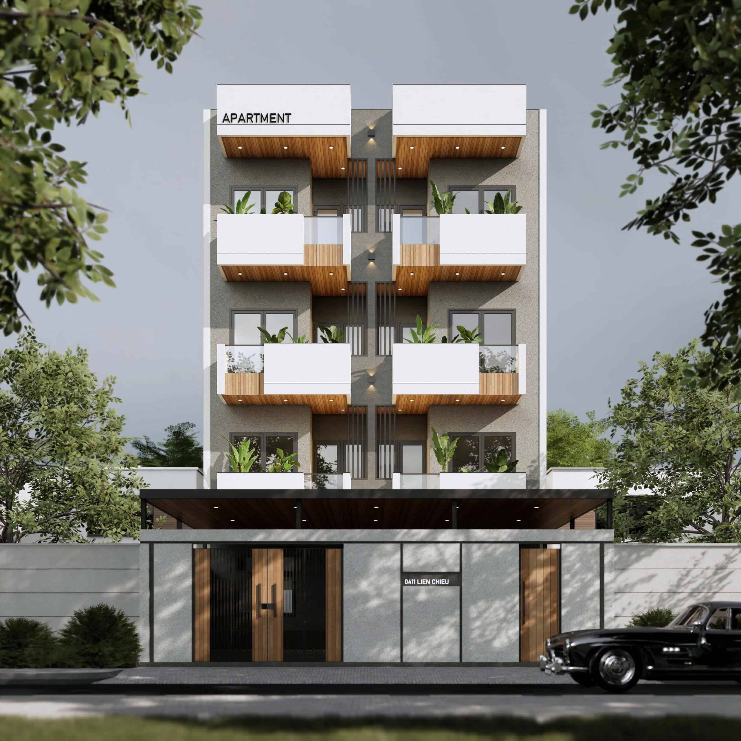 Phối cảnh mặt tiền căn hộ cô Thắm Đà Nẵng