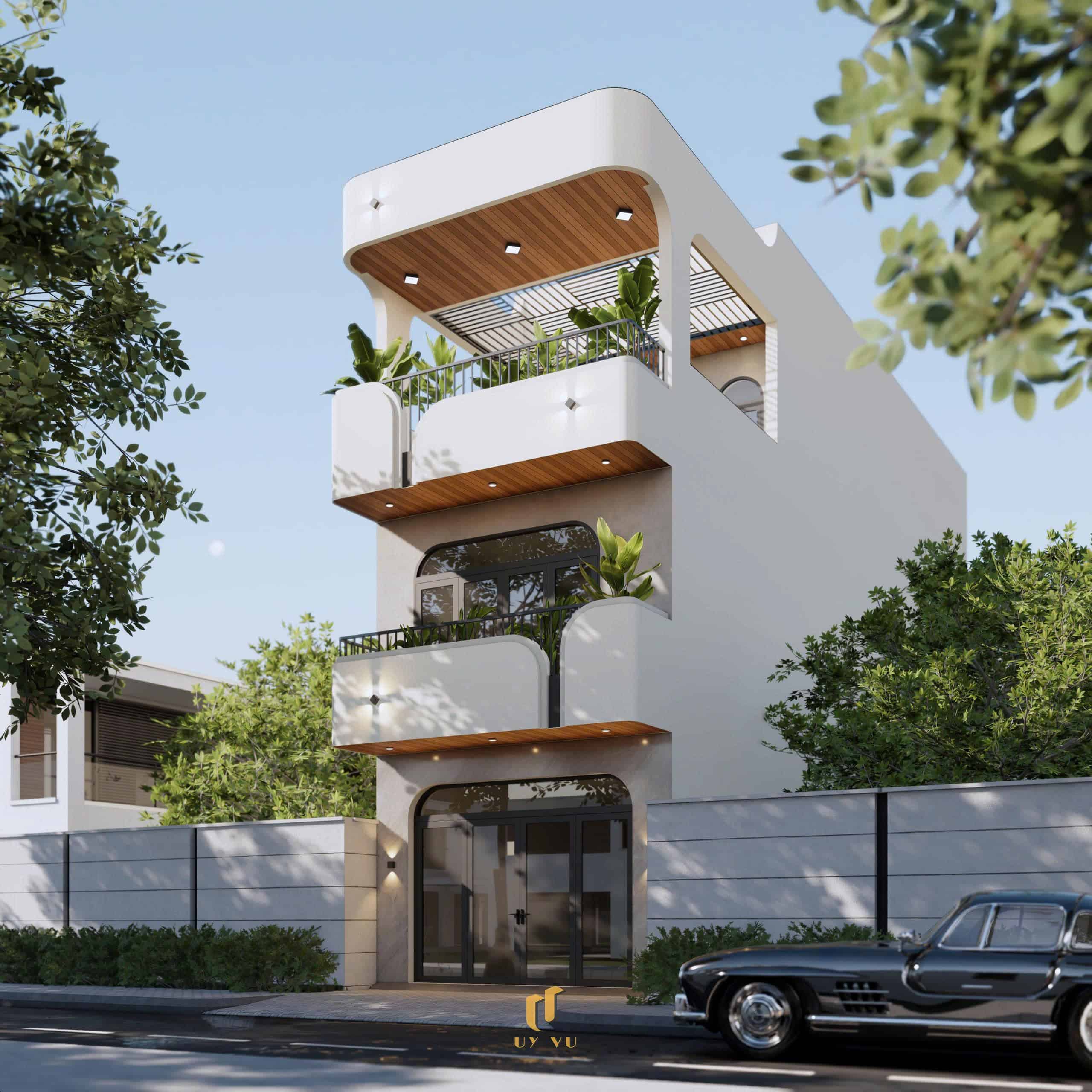 T's House - Mềm mại trong từng đường cong, tinh tế trong từng nhịp thở Phối cảnh mặt tiền nhà anh Trọng Bắc Ninh