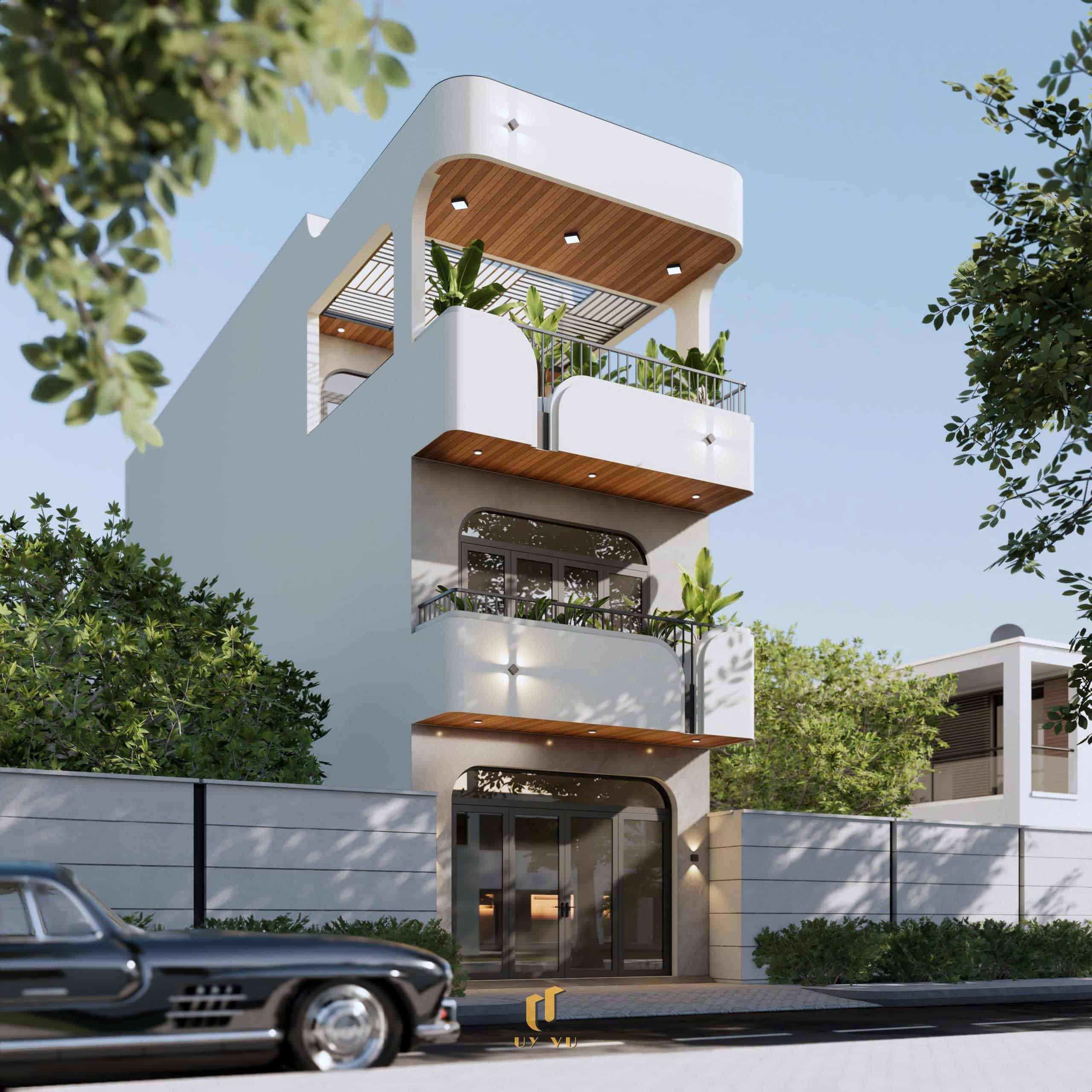 T's House - Mềm mại trong từng đường cong, tinh tế trong từng nhịp thở Phối cảnh mặt tiền nhà anh Trọng Bắc Ninh