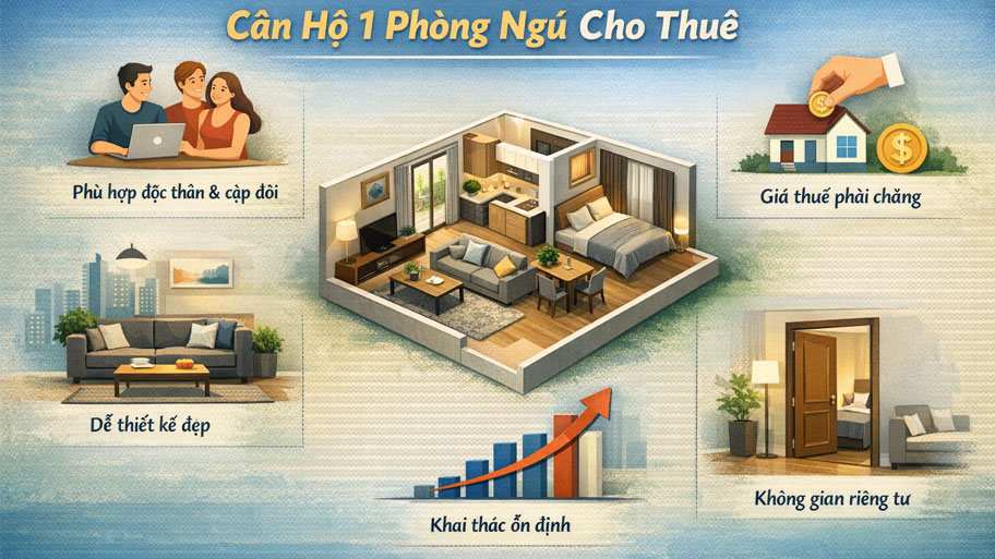 Vì sao căn hộ 1 phòng ngủ cho thuê được ưa chuộng