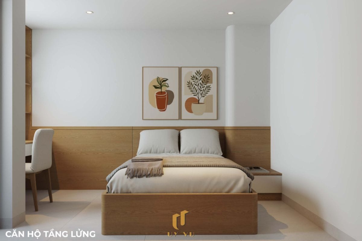 Căn hộ S's House mặt tiền 2 góc đẳng cấp giữa lòng Đà Nẵng Phòng ngủ trang nhã căn hộ tầng lửng nhà anh Sự